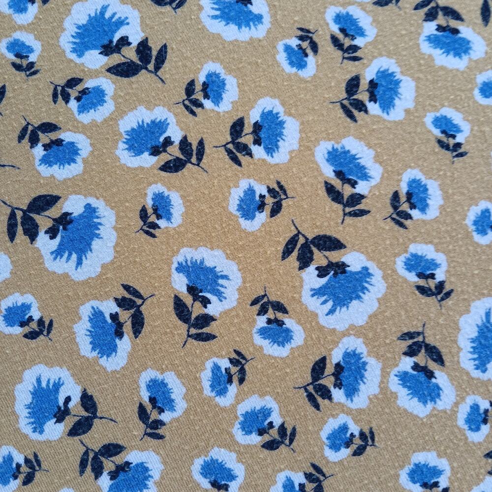 dip Classic Yellow Floral Print V-neck Tee Large blue white basic comfort rayon - Picture 6 of 10
